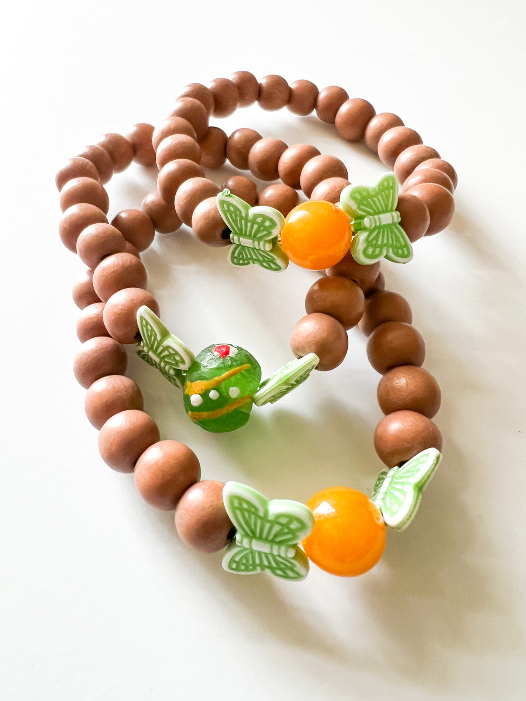 Green Butterfly with Brown Wood Bracelet