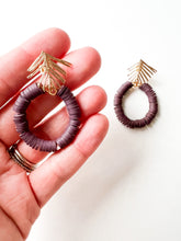 Load image into Gallery viewer, Merlot Clay and Palm Post Earrings