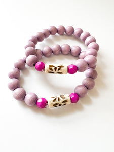Lavender and Magenta Faceted Acrylic Bracelet