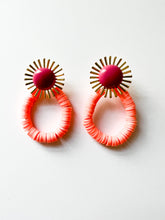 Load image into Gallery viewer, Hot Pink Sunburst with Sorbet Orange Earrings