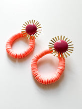 Load image into Gallery viewer, Hot Pink Sunburst with Sorbet Orange Earrings