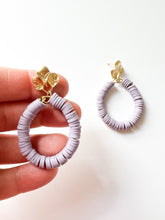 Load image into Gallery viewer, Leaf Charm with Lavender Clay Earrings