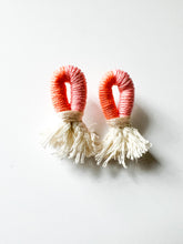 Load image into Gallery viewer, Soft Pink and Sorbet Orange Wrapped Cotton Post Earring