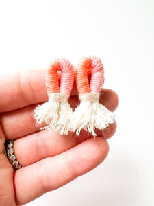 Soft Pink and Sorbet Orange Wrapped Cotton Post Earring