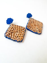 Load image into Gallery viewer, Royal Blue Handwoven Rattan Post Earring