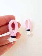 Load image into Gallery viewer, Powder Pink and Navy Wrapped Cotton Post Earring