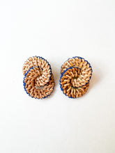 Load image into Gallery viewer, Royal Blue Handwoven Intertwining Rattan Post Earring