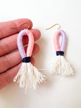 Load image into Gallery viewer, Lavender and Ballet Pink Wrapped Cotton Drop Earring