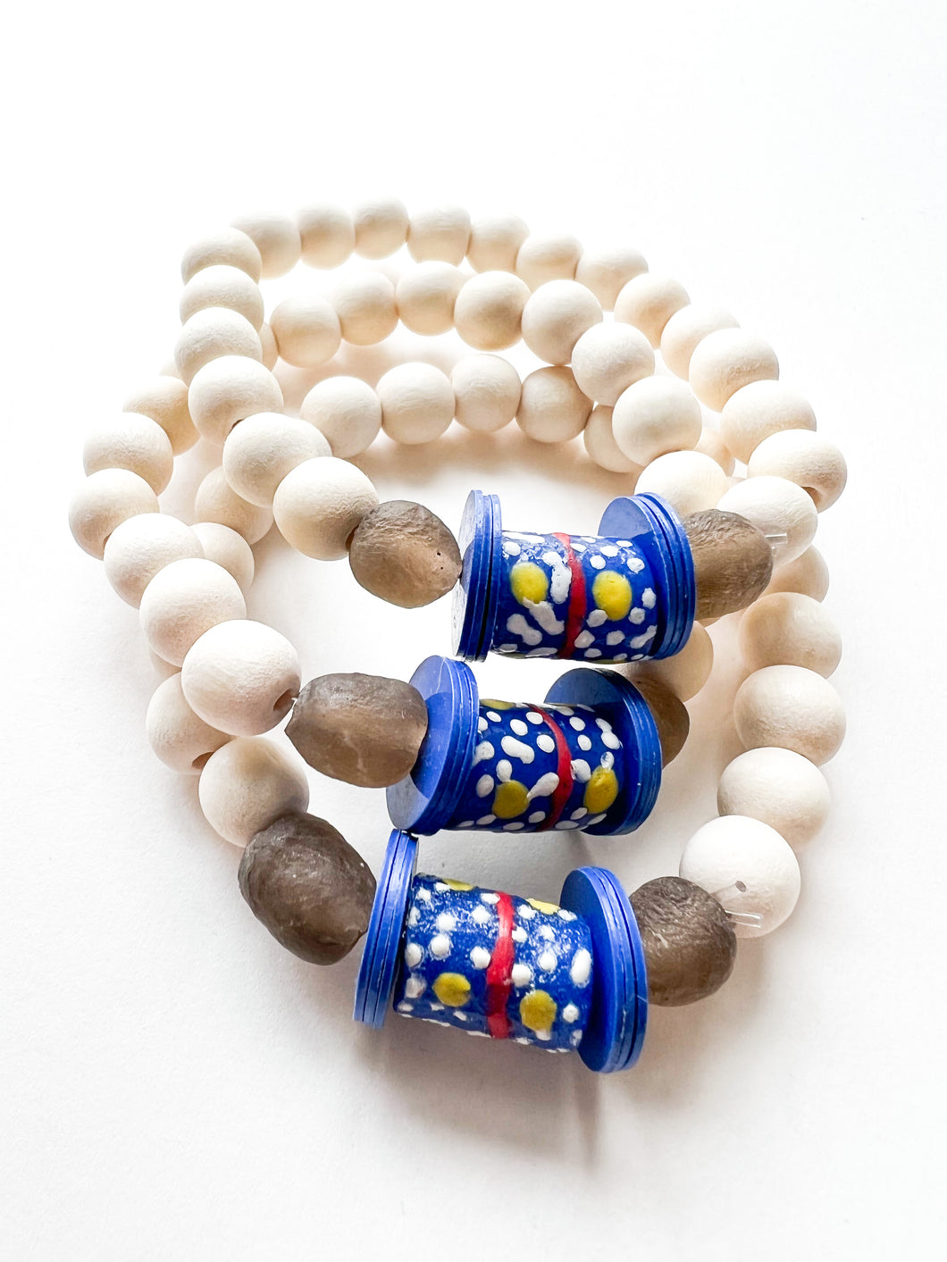 Krobo Glass with Royal Blue and Charcoal Bracelet