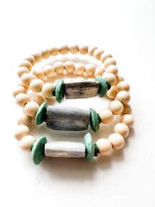 Gray and Sage Green Glass Bracelet