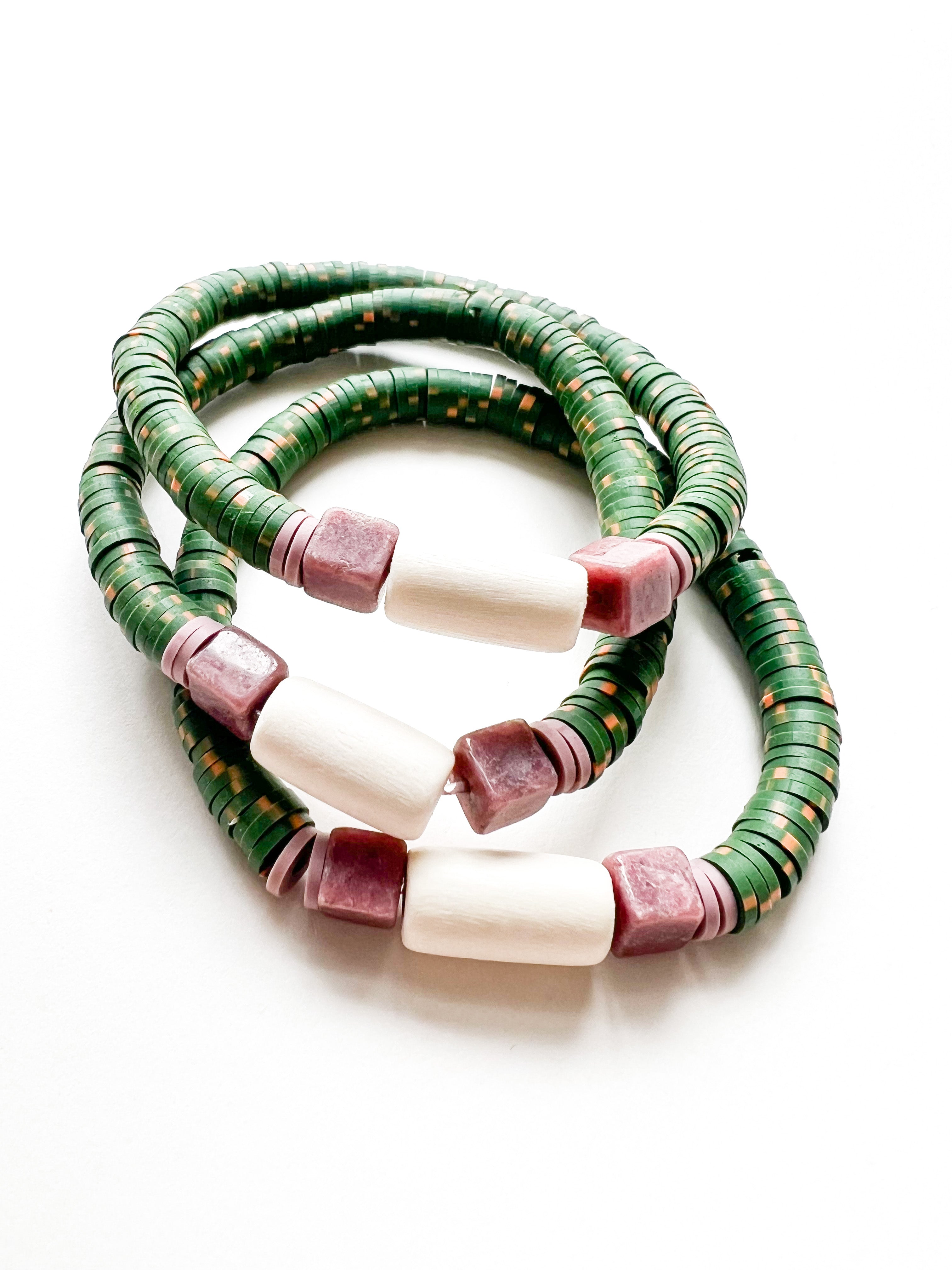 Green with Envy- clay beaded bracelet