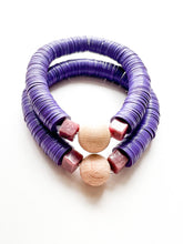 Load image into Gallery viewer, Dark Mauve Gemstone and Violet Vinyl Bracelet