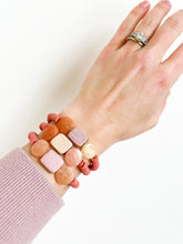 Load image into Gallery viewer, Hand Painted Pink and Tomato Red Clay Bracelet