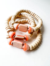 Load image into Gallery viewer, Hand Painted Creamy Pink and Coral Glass Bracelet
