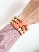 Load image into Gallery viewer, Hand Painted Creamy Pink and Coral Glass Bracelet