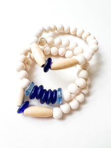 Go Cats Recycled Glass and Wood Bracelet